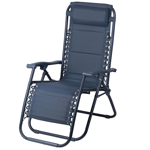 Sedia Gran RelaxImbottita Reclinabile E Richiudibile 65x90x110 cm in Acciaio PVC e Poliestere Blu Rio Plus prezzo