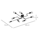 Lampadario a Soffitto Moderno da Soffitto 8 Luci E27 105x74x11 cm  Nero