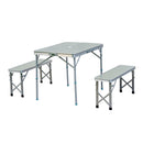 Set Tavolo da Campeggio Picnic 2 Panche Pieghevole in Alluminio Argento 
