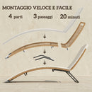 Lettino Sdraio a S da Esterno 175x57x80 cm con Cuscino in Rattan PE e Acciaio Crema      