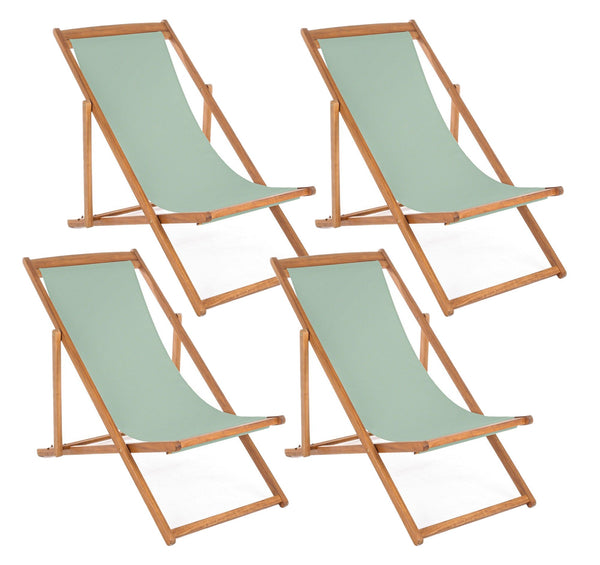 online Set 4 Sedie Sdraio Reclinabile Pieghevole 60x106x88 cm in Legno Relax Noemi Salvia