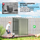 Casetta Box da Giardino Porta Attrezzi 100x104x160 cm con Porta a Battente in Acciaio Galvanizzato Argento      