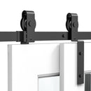 Binario per Porte Scorrevoli 200x0,6x4 cm con Kit di Accessori Nero
