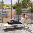Sdraio Pieghevole 60x165x76 cm con Poggiatesta e Schienale Regolabile in Alluminio Beige      
