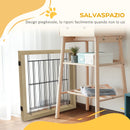 Cancellino per Cani Pieghevole con 3 Pannelli 210x70 cm in Legno Naturale      