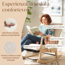 Sedia a Dondolo 70x89x97,5 cm con Poggiapiedi Schienale Reclinabile in Stile Scandinavo in Velluto a Coste Crema      