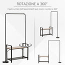 Appendiabiti Panchina per Ingresso 91x30x158 cm con Scarpiera in Legno e Metallo Nero