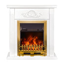 Camino Elettrico da Pavimento 90x90x27 cm Effetto Fiamma 2000W Sorina & Galileo gold Bianco