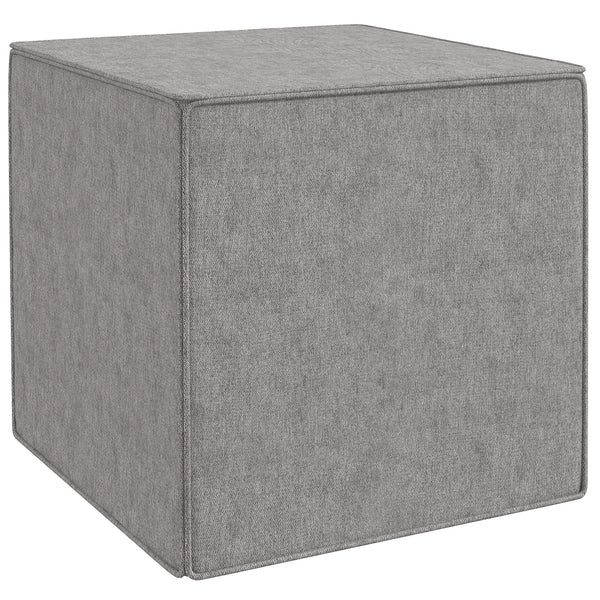 Pouf Poggiapiedi Quadrato Rivestimento Rimovibile in Tessuto Effetto Lino 41x41x41 cm Grigio Chiaro online