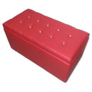 Baule Cassapanca Pouf Contenitore in Similpelle e Cristalli Renier Rosso