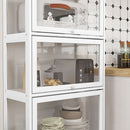 Vetrina a 4 Ripiani con Ante a Battente 59x30x139 cm in Legno e Acrilico Bianco      