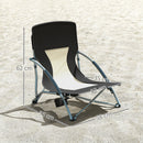 Sedia da Spiaggia Pieghevole 58x55x62 cm con Schienale a Rete e Portabicchieri in Metallo e Tessuto Oxford Nero      