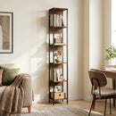 Libreria 29,5x30x185 cm Scaffale a 6 Ripiani Finitura in Legno e Acciaio Marrone      