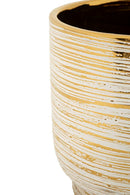 Porta Vasi Coppia Melody Ø23x24 cm - Ø17,5x19 cm in Ceramica Bianco e Oro      