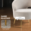 Sedia Moderna con Schienale ad Arco 69x65x67 cm Rivestita in Chenille Bianco Crema      