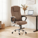 Sedia da Ufficio Ergonomica 62x76x110-119 cm Reclinabile e Girevole con Poggiatesta in Tessuto Effetto Lino Marrone      