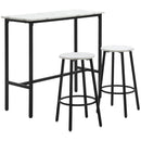 Set Tavolo con 2 Sgabelli in Truciolato MDF e Acciaio Bianco e Nero