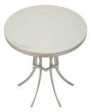 Tavolinetto Istanbul Ø56x68 cm in Ferro e Marmo Argento e Bianco      
