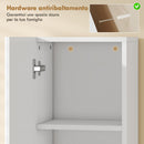 Mobile da Bagno 30x24x140 cm a 2 Ante con Spazio Aperto e Ripiani Regolabili in Legno Bianco      