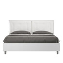 Letto Matrimoniale con Alzata Comoda Struttura Bianco Frassico con Cuscini in Similpelle Annalisa Bianco Varie Misure