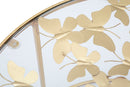 Tavolo da Caffè Butterflies Ø60x40,5 cm in Ferro e Vetro Oro      