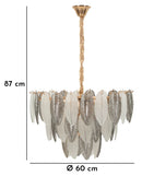 Lampadario Leafy Ø60x40 cm in Vetro e Ferro Multicolor      