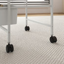 Carrello Multiuso con 3 Cestini Estraibili e Ruote 40,8x33,5x60,5 cm in Acciaio e PP Bianco