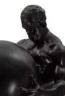 Statuetta Atlas 18,5x20,5x43,5 cm in Resina Nero e Oro      