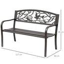 Panchina da Giardino in Acciaio con Schienale Decorato 127x60 cm  Bechy Marrone