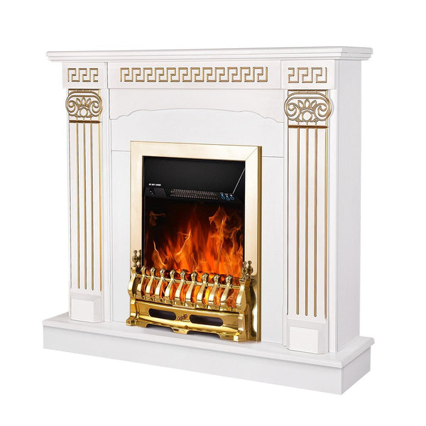 online Camino Elettrico da Pavimento 102x110x30 cm Effetto Fiamma 2000W Calisto & Galileo gold Bianco