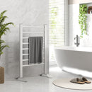 Scaldasalviette Elettrico da Terra o Parete 53x35x90 cm 150W con 8 Barre e Timer 2-4 Ore in Alluminio Argento      