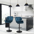 Set 2 Sgabelli da Bar 57x58x97-117 cm in Poliestere Vellutato Blu