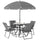 Set da Giardino 6 Pezzi con 4 Sedie Pieghevoli Ombrellone e Tavolo Rotondo  Grigio e Nero