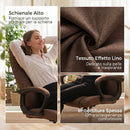Sedia da Ufficio Ergonomica 62x76x110-119 cm Reclinabile e Girevole con Poggiatesta in Tessuto Effetto Lino Marrone      