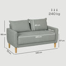 Divano 2 Posti 140x72x82 cm con Vano Contenitore Effetto Velluto Grigio  