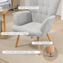 Poltrona da Salotto con Pouf Poggiapiedi 72x80x101 cm in Velluto a Costine Grigio  