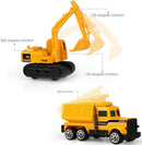 Camion Bisarca con 6 Veicoli da Lavoro Giocattolo per Bambini con Muletto Gru Bulldozer Giallo      