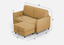 Divano 2 Posti con Pouf 138x155x85 cm Karay in Tessuto Ocra