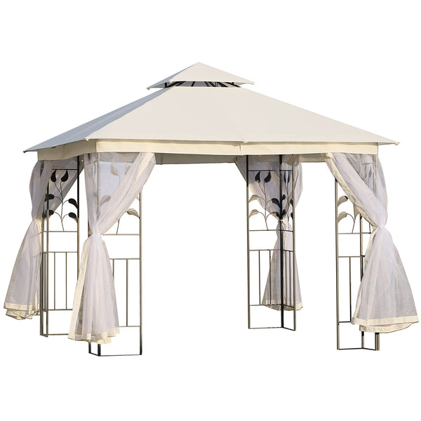 Gazebo da Giardino 3x3m con Zanzariera in Acciaio e Poliestere Bianco sconto