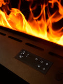 Camino Elettrico a Vapore Acqueo con Fiamme 3D con Bruciatore a Incasso 150x21,5x24 cm DFVAPO150 Pannello Digitale e Fiamme Multicolor in Acciaio e Alluminio Nero