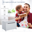 Cassapanca Baule Portagiochi 60x40x48 cm in MDF Grigio