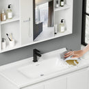 Set Composizione Bagno Pensile Sospeso 80 cm con Specchio Mobile Lavabo e Rubinetto Bianco      