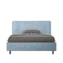 Letto Matrimoniale Francese Imbottito in Microfibra Antea Large Azzurro Varie Misure