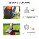Biotrituratore Elettrico da Giardino con Sacco da 50L Rosso