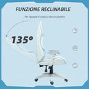 Sedia da Gaming Reclinabile 135° con Poggiatesta e Supporto Lombare 67x60x120-128 cm in Similpelle Azzurro