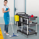 Carrello Pulizie Professionale 3 Livelli 110x50x92 cm in Plastica e Alluminio Grigio