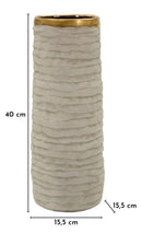 Vaso Lima Open Ø15,5x40 cm in Ceramica Grigio e Oro      