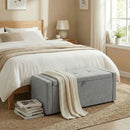 Cassapanca Contenitore 122x48x44 cm Capienza 142L Pouf Seduta Ampia Imbottita Capacità 200 kg in Lino Grigio Chiaro      