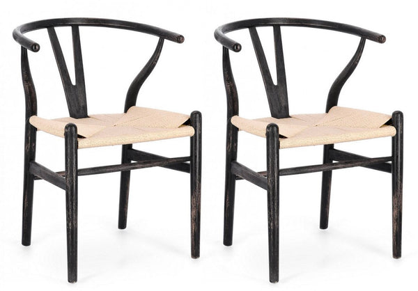 Set 2 Sedie 50x41x77 cm Artas in Legno Nero e Naturale prezzo
