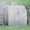 Serra Addossata a 3 Livelli 200x100x215 cm con Porte e Finestre Avvolgibili in PE e Acciaio Verde e Bianco      